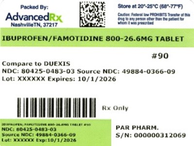 Ibuprofen Famotidine 800mg/26.6mg #90 (Ibuprofen Famotidine 800mg 26.6mg 80425 0483 03)